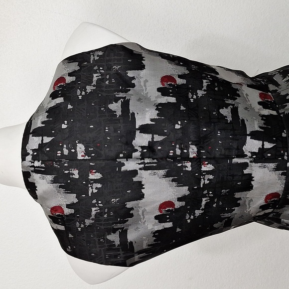 Michael Kors Preppy Black & Gray Abstract Cityscape Zip Front Designer Dress -14 - Picture 7 of 13